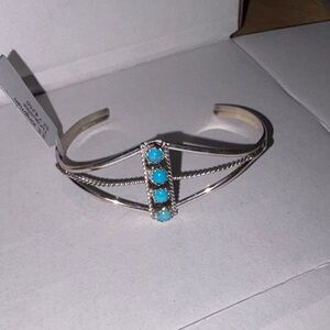 Zuni Anson & Leticia Wallace Sterling Silver and Turquoise Cuff Bracelet NWT